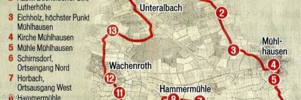 Ausschnitt aus einer Landkarte des ökumensichen Bibelwegs