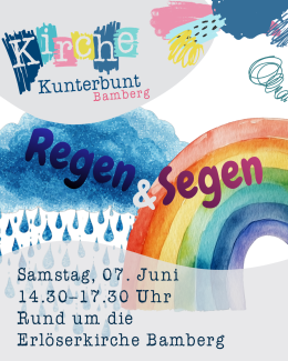 Regenwolke und Regenbogen auf einem Kinderplakat