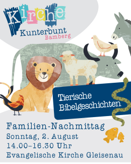 verschiedene Tiere auf einem bunten Plakat