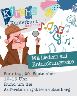 eine Comiczeichnung mit einem Detektiv, der Notenzeichen mit der Lupe betrachtet
