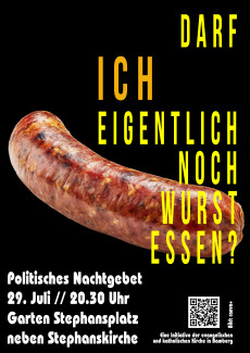 Plakat mit dem Titel und einer Wurst