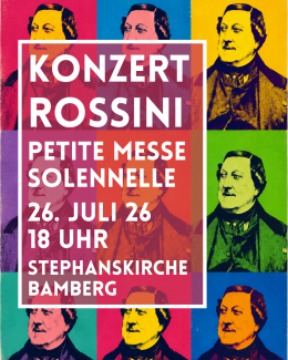 viele bunte Bilder im Pop-Art-Stil mit dem Portrait Rossinis
