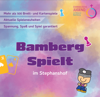 Grafik mit bunten Wolken in gelb, hellblau und rosa-violett