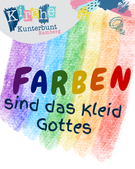 Regenbogenfarben mit der Aufschrift Farben sind das Kleid Gottes