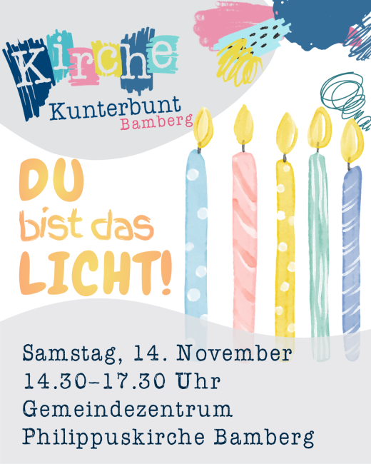 Bunte Kerzen, im Bilderbuchstil gemalt