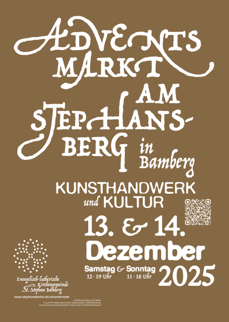 ein braunes Plakat mit der Aufschrift Adventsmarkt am Stephansberg