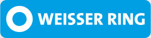 auf dem Logo des Weißen Rings sieht man einen weißen Ring auf blauem Hintergrund